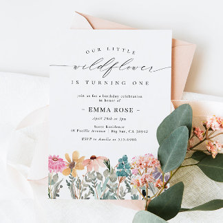 Kleine Wildblume Blume Geburtstag Einladung