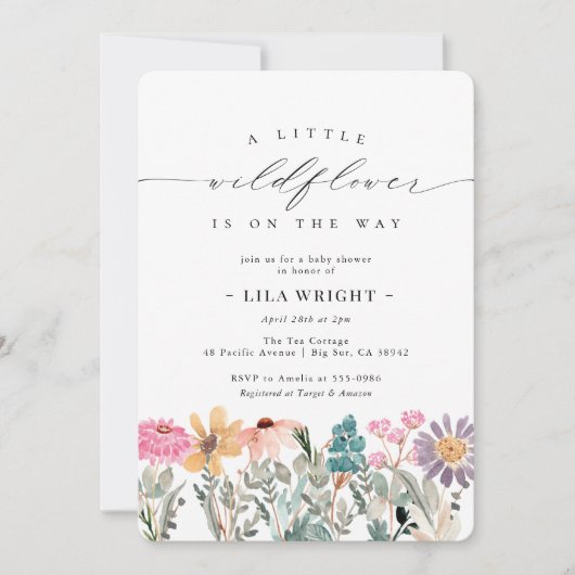 Kleine Wildblume Blume Kinderdusche Einladung (Vorderseite)