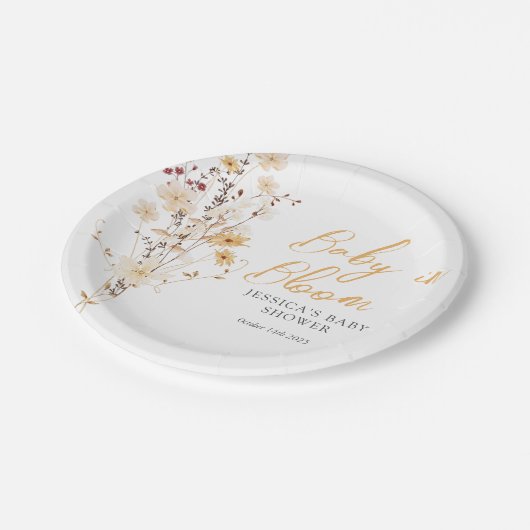 Kleine Wildblume Blume Kinderdusche Pappteller (Schrägansicht)