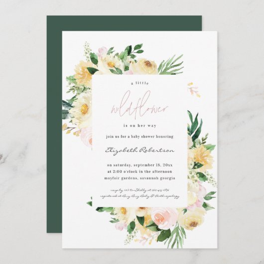 Kleine Wildblume Blumendusche Einladung (Vorne/Hinten)