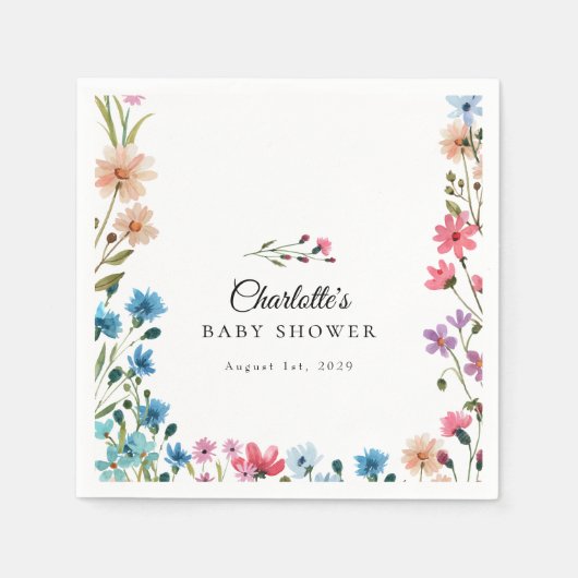 Kleine Wildblume Blumendusche Serviette (Vorderseite)