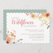 Kleine Wildblume Boho Aquarell Babydusche Einladung (Vorne/Hinten)