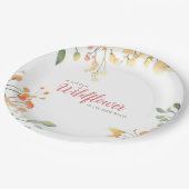 Kleine Wildblume Boho Aquarell Babydusche Pappteller (Schrägansicht)