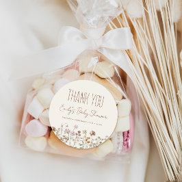 Kleine Wildblume Boho Babydusche Danke Runder Aufkleber