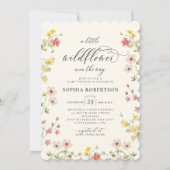 Kleine Wildblume Boho Chic Script Baby Dusche Einladung (Vorderseite)