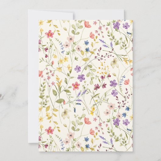 Kleine Wildblume Boho Chic Script Baby Dusche Einladung (Rückseite)