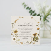Kleine Wildblume Boho Sonnenblumendusche Einladung (Stehend Vorderseite)