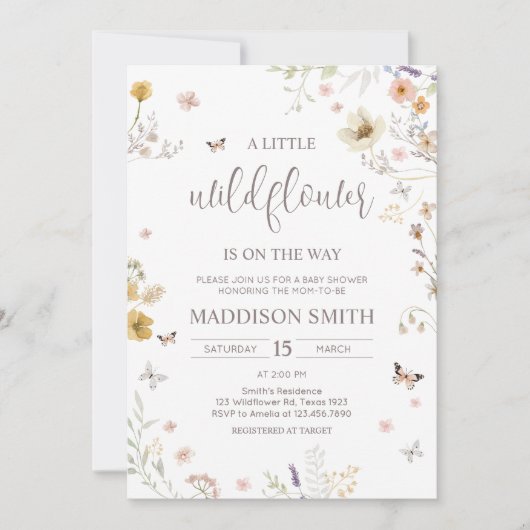 Kleine Wildblume Botanische Frühlingsdusche Einladung (Vorderseite)