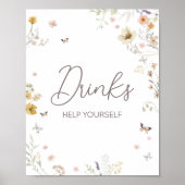 Kleine Wildblume Botanische Frühlingsgetränke Poster (Vorne)