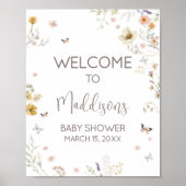 Kleine Wildblume Botanischer Frühling Willkommen Poster (Vorne)