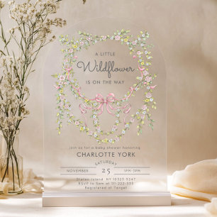 Kleine Wildblume Bow Garden Babydusche Arch Acryleinladungen