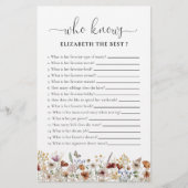 Kleine Wildblume Brautparty Game (Vorderseite)