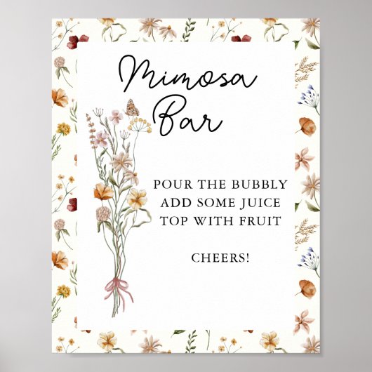 Kleine Wildblume Cream Baby Dusche Mimosa Bar Poster (Vorne)