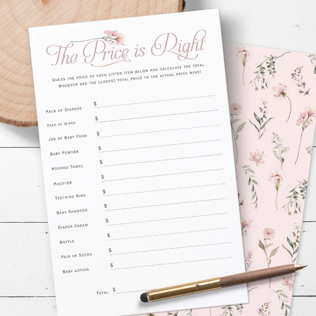 kleine Wildblume der Preis für das richtige Duschs (Pink Wildflower, The price is right baby girl shower games)