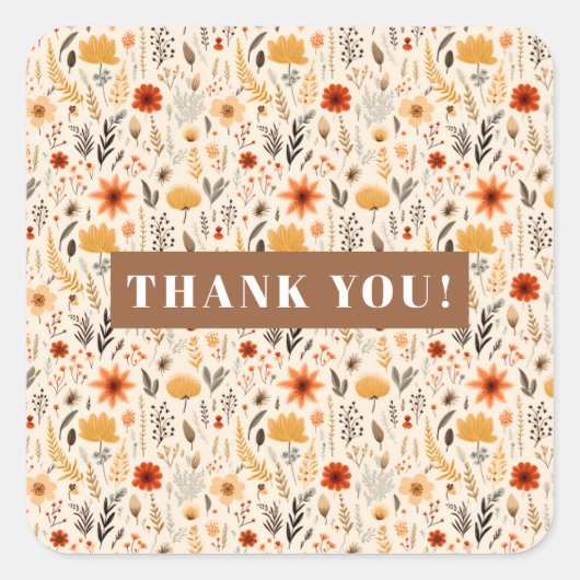 Kleine Wildblume, die einen Geburtstag dreht Quadratischer Aufkleber (Vorderseite)