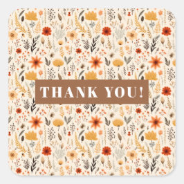 Kleine Wildblume, die einen Geburtstag dreht Quadratischer Aufkleber