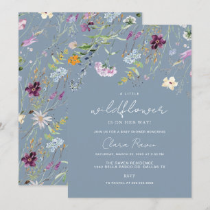 Kleine Wildblume Dusche aus blauem Blütenbaby Einladung
