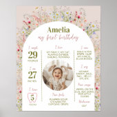 Kleine Wildblume Erster Geburtstag Foto Meilenstei Poster (Vorne)