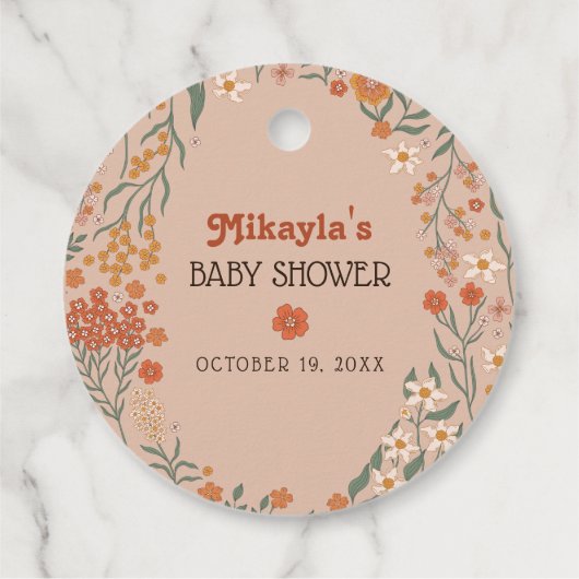 Kleine Wildblume Fall Rustic Boho Babydusche Geschenkanhänger (Rückseite)