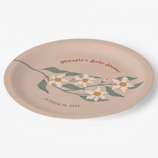 Kleine Wildblume Fall Rustic Boho Babydusche Pappteller (Schrägansicht)