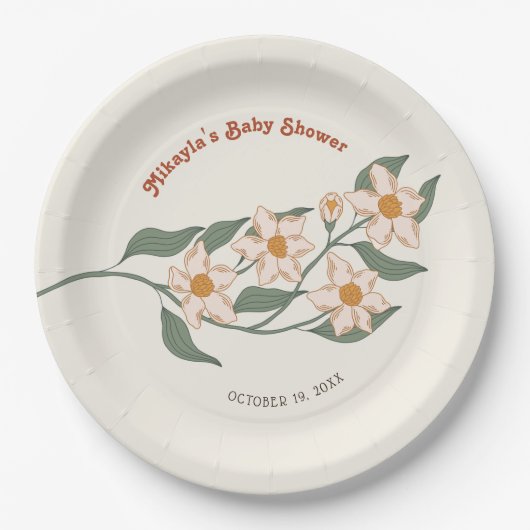 Kleine Wildblume Fall Rustic Boho Babydusche Pappteller (Vorderseite)