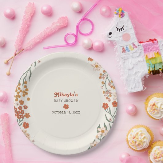 Kleine Wildblume Fall Rustic Boho Babydusche Pappteller (Party)