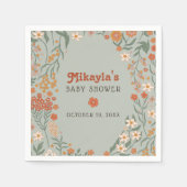 Kleine Wildblume Fall Rustic Boho Babydusche Serviette (Vorderseite)