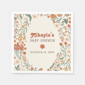 Kleine Wildblume Fall Rustic Boho Babydusche Serviette (Vorderseite)