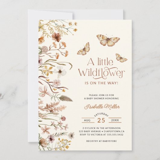 Kleine Wildblume Floral Baby Dusche Einladung (Vorderseite)