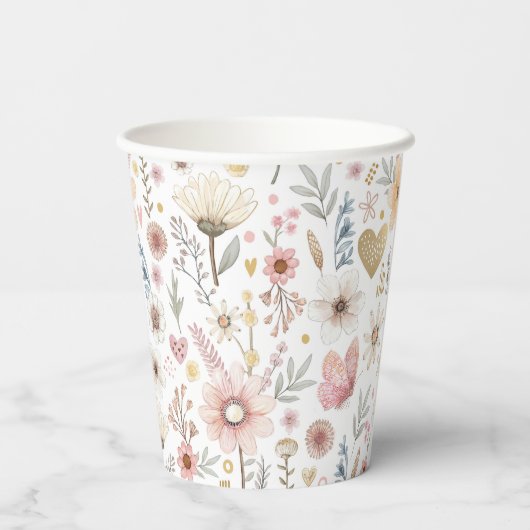 Kleine Wildblume Floral Baby Dusche Pappbecher (Rückseite)