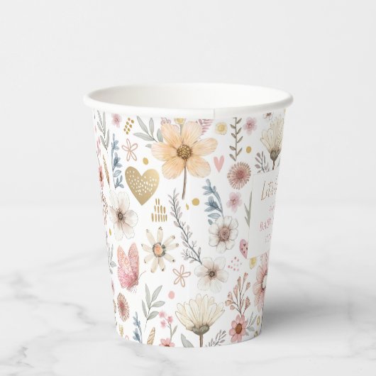 Kleine Wildblume Floral Baby Dusche Pappbecher (Rechts)