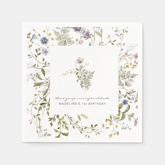 Kleine Wildblume | Floral Birthday Party Serviette (Vorderseite)