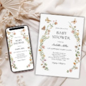 Kleine Wildblume Floral Girl Babydusche Einladung