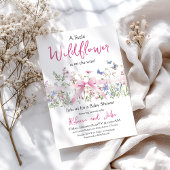 Kleine Wildblume Floral Girl Pink Bow Babydusche Einladung