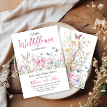 Kleine Wildblume Floral Girl Pink Bow Babydusche