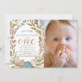 Kleine Wildblume Foto 1. Geburtstag Einladung (Vorderseite)