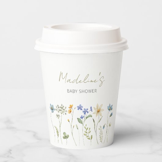 Kleine Wildblume Frühblütendusche Pappbecher (Rückseite)