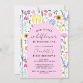 Kleine Wildblume Frühjahr 1. Geburtstag Garten Par Einladung (Vorderseite)