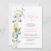 Kleine Wildblume Garden Pink Girl Babydusche Einladung (Vorderseite)