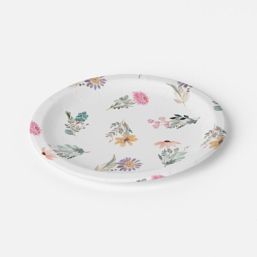 Kleine Wildblume Geburtstag oder Dusche Pappteller (Schrägansicht)