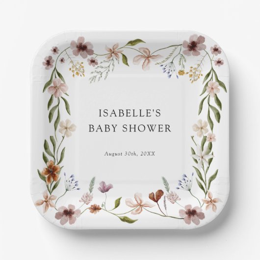 Kleine Wildblume Geburtstag oder Duschpapier Telle Pappteller (Vorderseite)