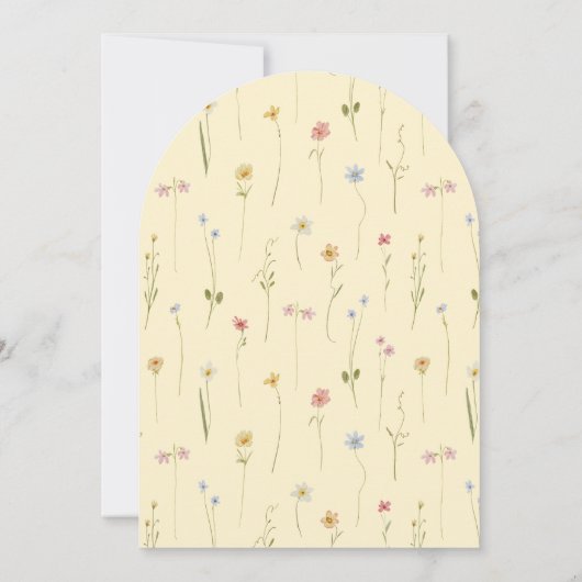 Kleine Wildblume-Gelbe Frühlingshaube Babydusche Einladung (Rückseite)