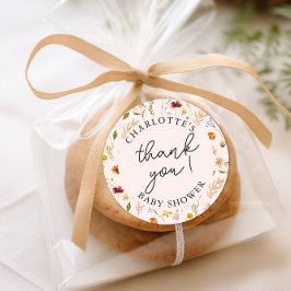 Kleine Wildblume Girl Baby Dusche Danke Runder Aufkleber