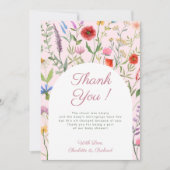 Kleine Wildblume Girl Babydusche Danke Karte (Vorderseite)