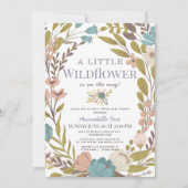 Kleine Wildblume Girl Virtual Baby Dusche Einladung (Vorderseite)