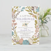 Kleine Wildblume Girl Virtual Baby Dusche Einladung (Stehend Vorderseite)