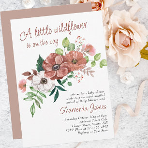 Kleine Wildblume Herbstblumen Babyparty Einladung