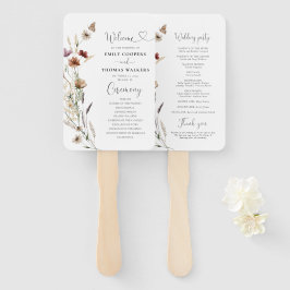 Kleine Wildblume Hochzeitsprogramm Hand Fan Fächer