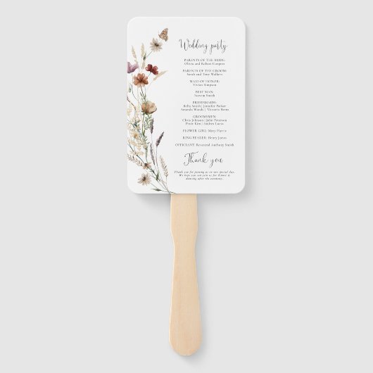 Kleine Wildblume Hochzeitsprogramm Hand Fan Fächer (Rückseite)