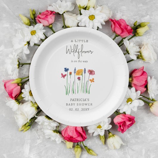 Kleine Wildblume Hübsch Baby Girl Babydusche Pappteller